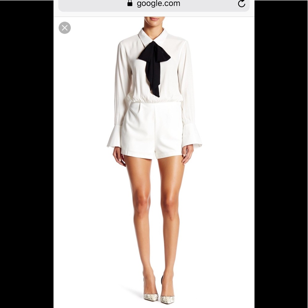NWT white cuff & collared romper w/ black necktie!